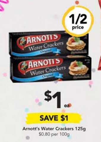 Drakes Arnott's Water Crackers 125g offer