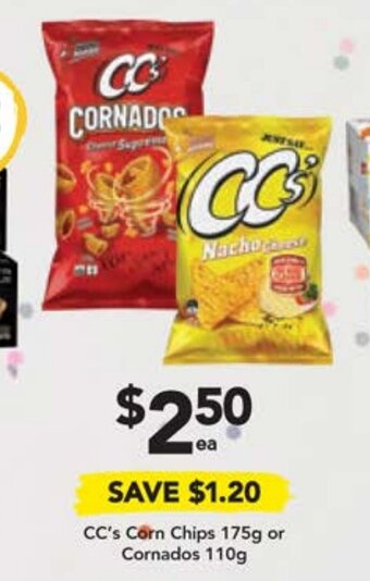 Drakes CC's Corn Chips 175g or Cornados 110g offer