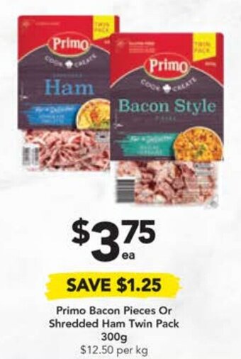 Drakes Primo Bacon Pieces Or Shredded Ham Twin Pack 300g offer