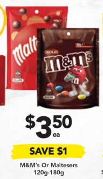 Drakes M&M's Or Maltesers 120g - 180g offer