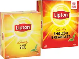 IGA Lipton Quality Black Tea or English Breakfast Tea Bags 100 Pack offer