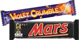 IGA Mars Medium Bars 44‑56g, Violet Crumble Bar 50g or M&M’s 35‑49g Selected Varieties offer