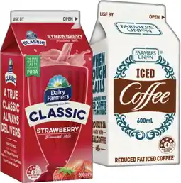 IGA Farmers Union Milk Iced Coffee 600mL or Dairy Farmers Flavoured Milk 600mL Selected Varieties offer