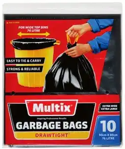 IGA Multix Garbage Bags Drawtight Extra Wide and Extra Large 10 Pack offer