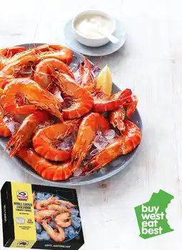 IGA Sea Harvest Cooked Medium Endeavour Exmouth Prawns 1kg offer