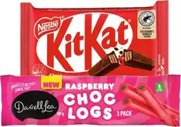IGA Nestlé Medium Bars 35‑50g, Smarties 50g or Darrell Lea Choc Logs 3 Pack Selected Varieties offer