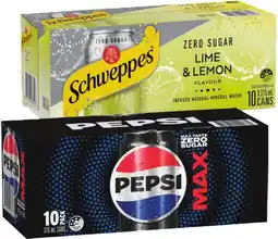 IGA Pepsi, Solo or Schweppes Infused Natural Mineral Water 10x375mL Selected Varieties offer
