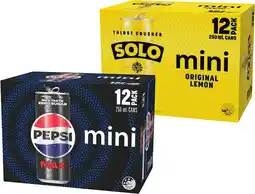 IGA Pepsi Max, Solo or Schweppes Mini Can 12x250mL offer