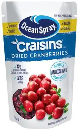 IGA Ocean Spray Craisins Dried Cranberries 150g Selected Varieties offer
