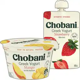 IGA Chobani Greek Yogurt Pouch 140g or Pot 150‑160g Selected Varieties offer