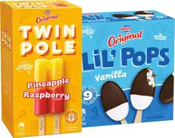 IGA Peters Original LiL’ Pops Ice Cream 9 Pack or Twin Pole 8 Pack Selected Varieties offer