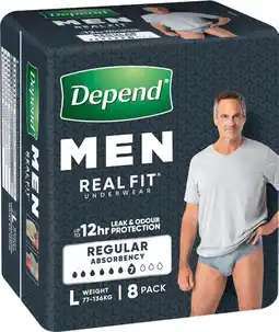 IGA Depend Real Fit Men Underwear 8 Pack Selected Varieties offer