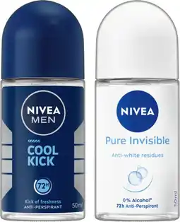 IGA Nivea Anti‑perspirant Roll On 50mL Selected Varieties offer