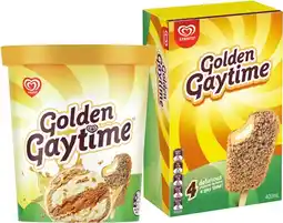 IGA Streets Golden Gaytime Ice Cream 4 Pack or Tub 1 Litre Selected Varieties offer