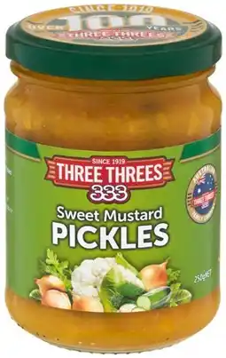IGA Three Threes Sweet Mustard Pickles 250g offer