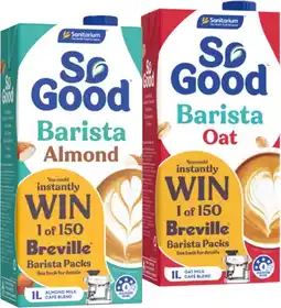 IGA Sanitarium So Good Barista Almond Milk or Oat Milk 1 Litre offer