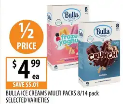 Supabarn Bulla ice creams multi packs selected varieties offer