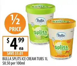 Supabarn Bulla splits ice cream tubs offer