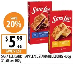 Supabarn Sara lee danish apple/custard/blueberry offer