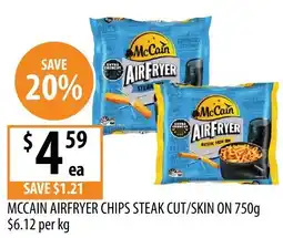 Supabarn Mccain airfryer chips steak cut/skin on offer