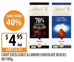 Supabarn Lindt excellence & lindor chocolate blocks offer