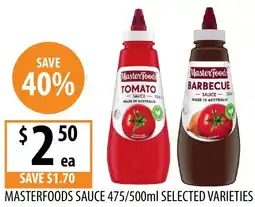 Supabarn Masterfoods sauce selected varieties offer