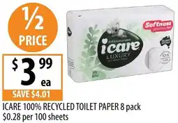 Supabarn Icare 100% recycled toilet paper offer