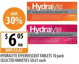 Supabarn Hydralyte effervescent tablets selected varieties offer