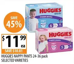 Supabarn Huggies nappy pants selected varieties offer