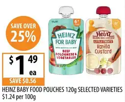 Supabarn Heinz baby food pouches selected varieties offer