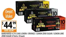 Supabarn Hard rated 4.5% cans lemon / orange / lemon zero sugar / lemon lime zero sugar offer