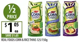 Supabarn Real foods corn & rice thins offer