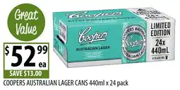 Supabarn Coopers australian lager cans offer