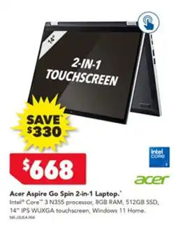 Harvey Norman Acer Aspire Go Spin 2-in-1 Laptop offer