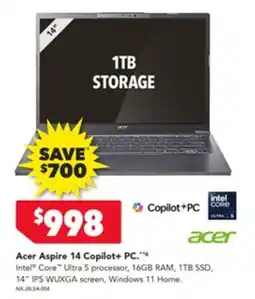 Harvey Norman Acer aspire 14 copilot+ pc offer