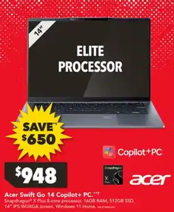 Harvey Norman Acer swift go 14 copilot+ pc offer