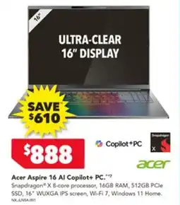 Harvey Norman Acer aspire 16 al copilot+ pc offer