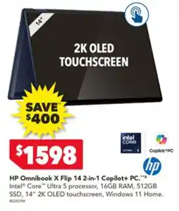 Harvey Norman Hp omnibook x flip 14 2-in-1 copilot+ pc offer