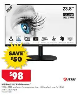 Harvey Norman Msi pro 23.8" fhd monitor offer