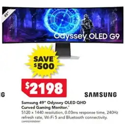 Harvey Norman Samsung 49" odyssey oled qhd curved gaming monitor offer