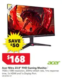 Harvey Norman Acer nitro 23.8" fhd gaming monitor offer