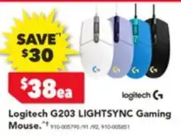 Harvey Norman Logitech g203 lightsync gaming mouse offer