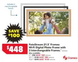 Harvey Norman FotoStream 21.5" Frameo Wi-Fi Digital Photo Frame with 3 Interchangeable Frames offer