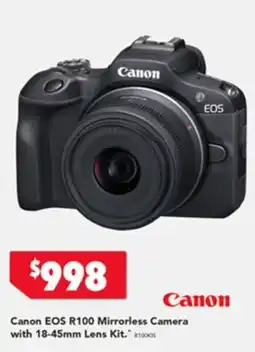 Harvey Norman Canon eos r100 mirrorless camera with 18-45mm lens kit offer