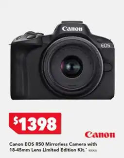 Harvey Norman Canon eos r50 mirrorless camera with 18-45mm lens limited edition kit offer