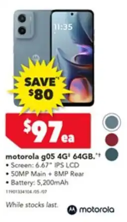 Harvey Norman Motorola g05 4g 64gb offer