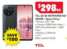 Harvey Norman Tcl 60 se nxtpaper 5g 256gb - space grey offer