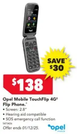 Harvey Norman Opel mobile touchflip 4g flip phone offer