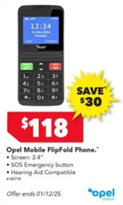 Harvey Norman Opel Mobile FlipFold Phone offer