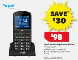 Harvey Norman Opel Mobile BigButton Phone offer